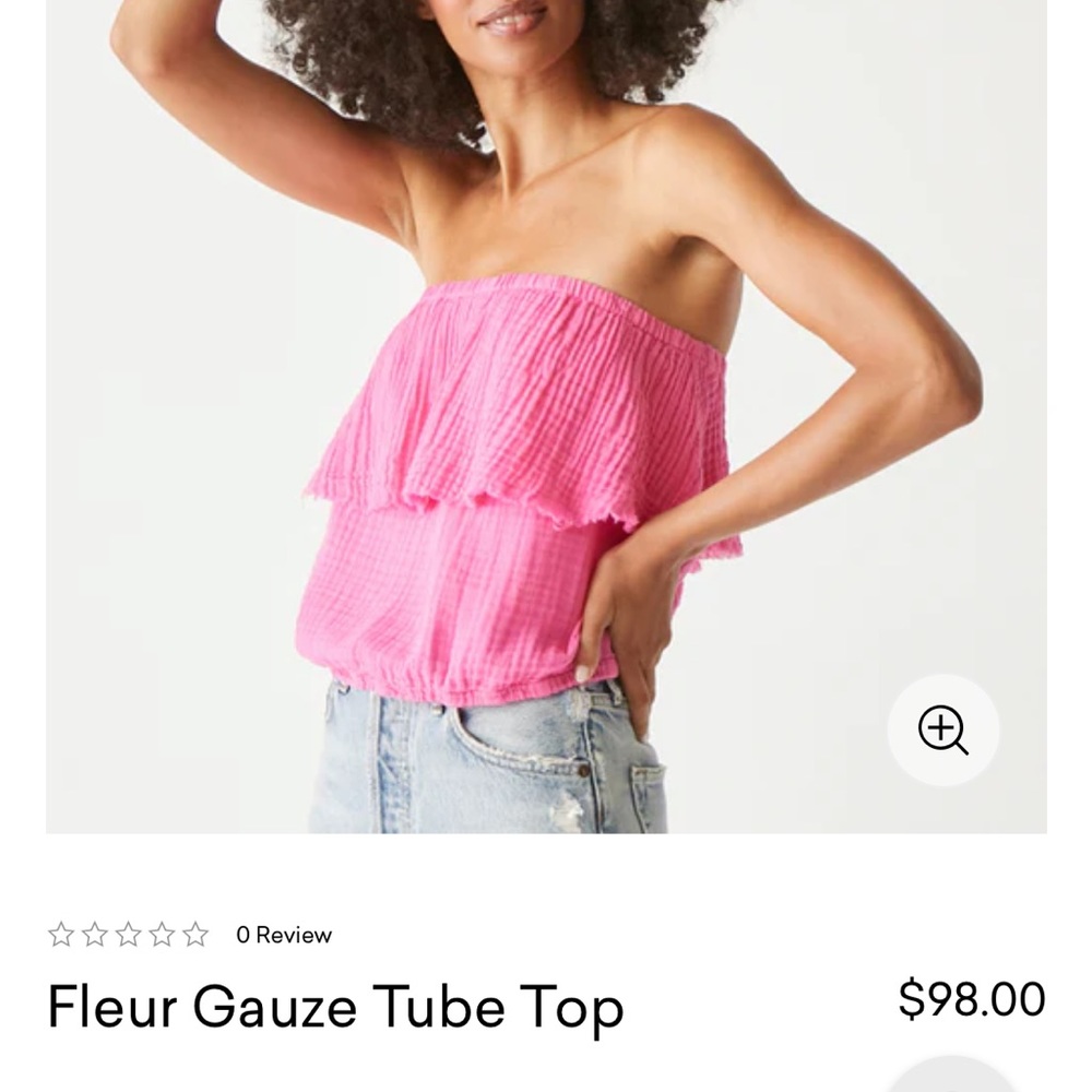 Michael stars sleeveless crop tube top gauze hot pink
